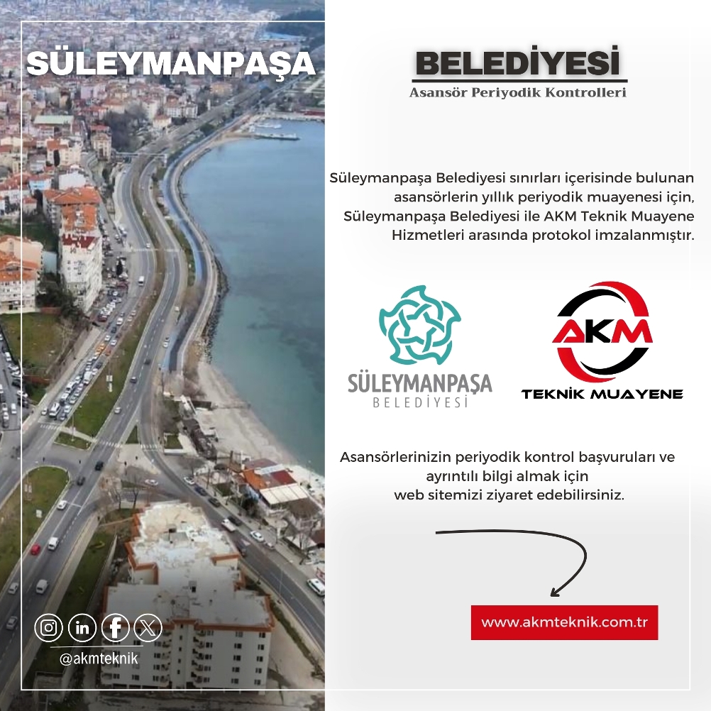 Süleymanpaşa Belediyesi Asansör Periyodik Kontrolü Protokolü